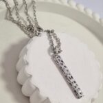 گردنبند اسپرت ابکاری نقره رنگ ثابت