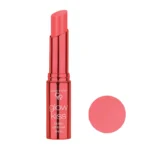 بالم لب رنگی گلدن رس مدل TINTED شماره 02 بافت کرمی، حاوی ویتامین E و هیالورونیک اسید، محافظت SPF 15، ماندگاری و رطوبت‌رسانی بالا، نمای نهایی براق و بدون چسبندگی